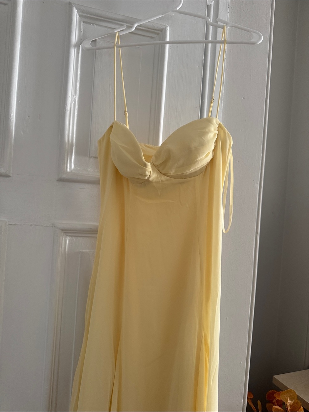 Sunlit Yellow Strapless Slip Dress with Soft Bust Detail